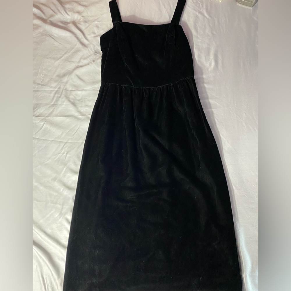 Vintage 80s Lanz Originals Black Velvet Midi Pencil Dress Size 12